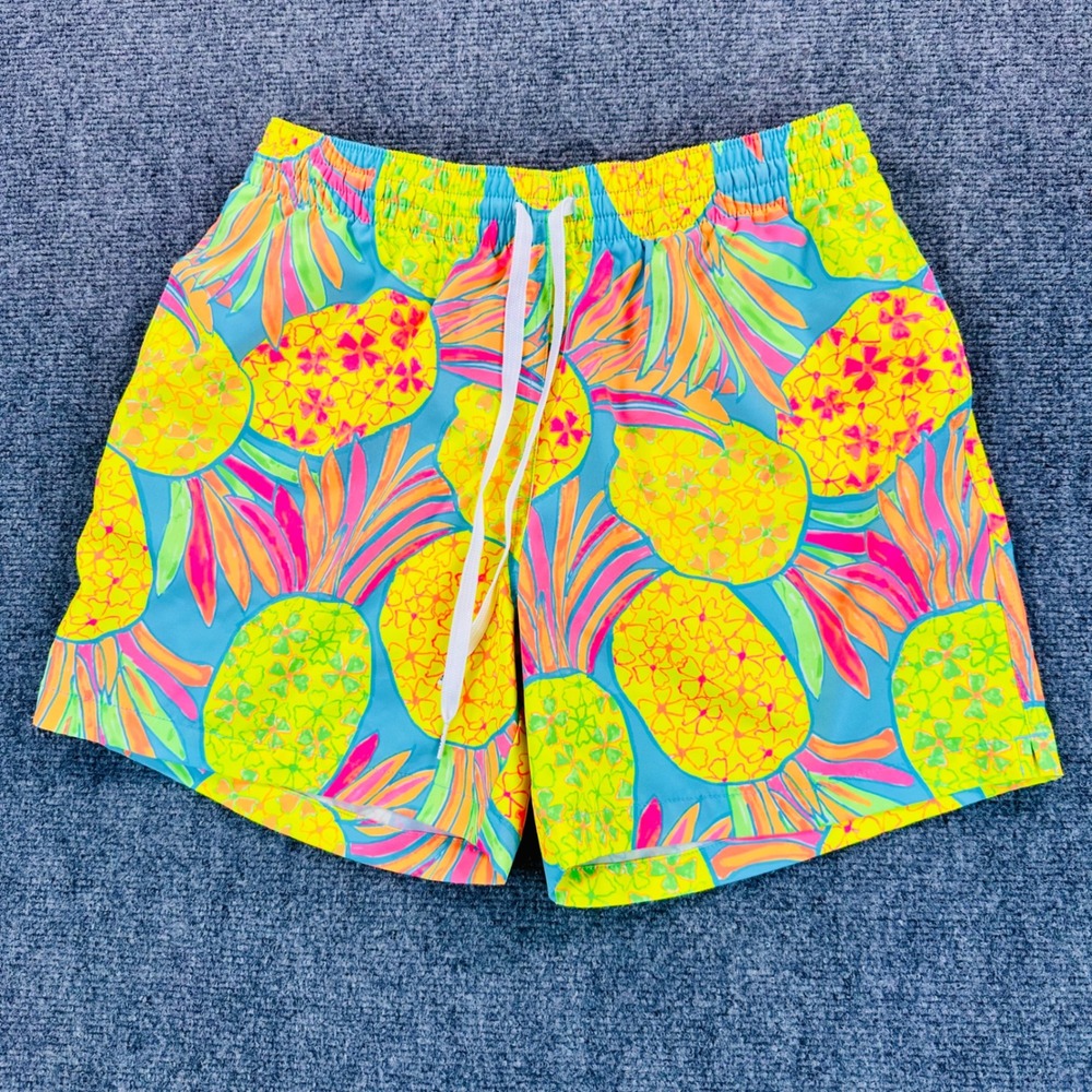 Chubbies Men's M 5.5" Mesh Lined The Hooligans Pineapple Swim Trunks Blue Neon - Picture 2 of 12